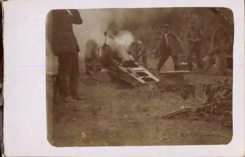 Foto Ak Deutsche Soldaten, Haubitze, Geschütz, I. WK