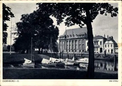 Ak Oldenburg im Großherzogtum Oldenburg, Stau, Boote