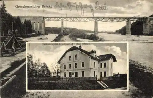 Ak Großhesselohe Pullach Oberbayern, Brücke, Bahnrestauration
