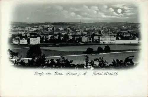 Mondschein Ak Gera in Thüringen, Gesamtansicht