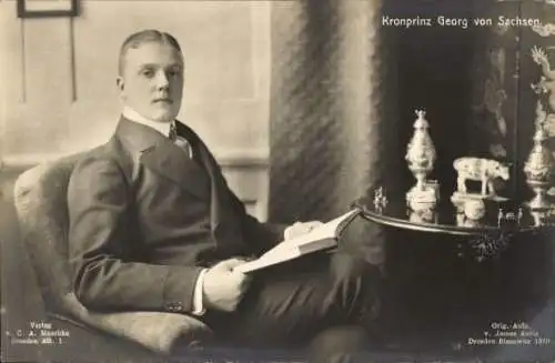 Ak Kronprinz Georg von Sachsen, Beim Lesen