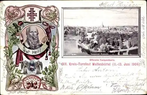 Ak Wolfenbüttel in Niedersachsen, XII Kreis Turnfest 1904, Turnvater Jahn, Totalansicht