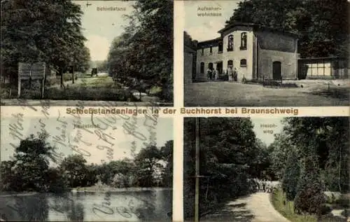 Ak Buchhorst Balge in Niedersachsen, Schießstandanlagen, Aufseherwohnhaus, Hauptweg
