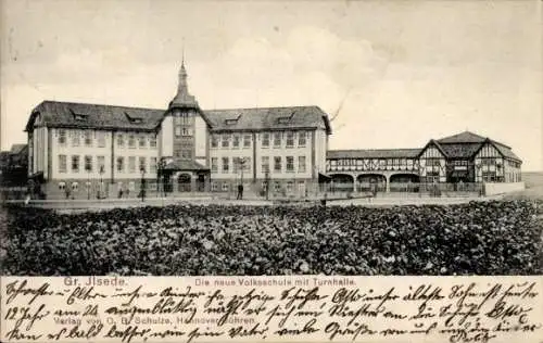 Ak Groß Ilsede in Niedersachsen, neue Volksschule, Turnhalle