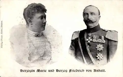 Ak Herzogin Marie und Herzog Friedrich von Anhalt