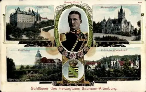 Ak Herzog Ernst II. von Sachsen Altenburg, Schloss, Hummelshain, Eisenberg, Fröhliche Wiederkunft