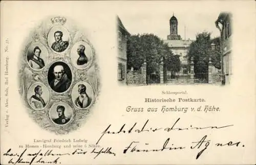 Ak Landgraf Friedrich Ludwig zu Hessen Homburg und seine 6 Söhne, Schloss Homburg vor der Höhe