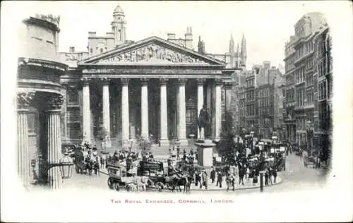 Ak London City England, Bank of England & Royal Exchange, Cornhill