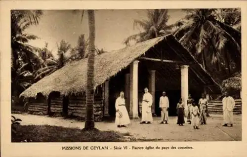 Ak Ceylon Sri Lanka, Arme Kirche im Land der Kokospalmen, Missionare