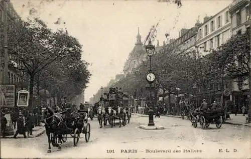Ak Paris IX, Boulevard des Italians, Kutschen