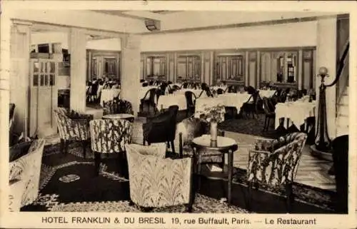Ak Paris IX., Hotel Franklin et Du Bresil, Restaurant