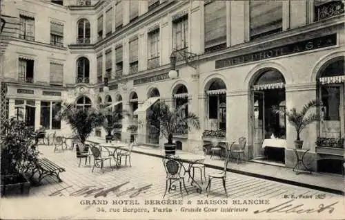 Ak Paris IX., Grand Hôtel Bergere und Maison Blanche