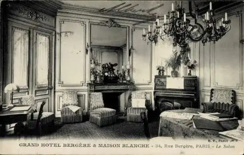 Ak Paris IX., Grand Hôtel Bergere und Maison Blanche, Salon