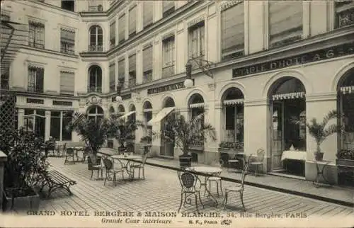 Ak Paris IX, Grand Hotel Bergere, Maison Blanche, 34, Rue Bergere
