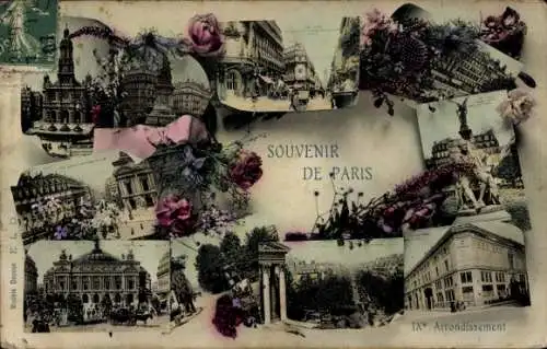 Passepartout Ak Paris IX Opéra, Detailansichten, Oper, Theater, Denkmal