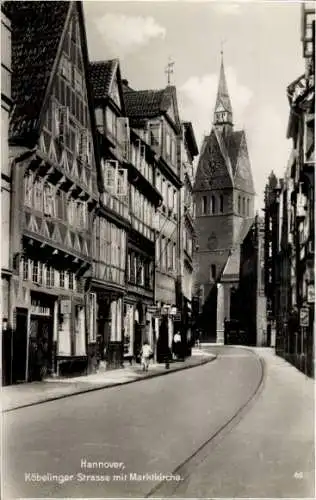 Ak Hannover, Köbelinger Straße mit Marktkirche und Geschäften