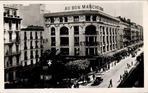 Ak Algier Alger Algerien, La Fontaine lumineuse et la rue d'Isly
