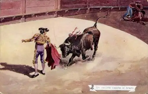 Ak Bullfight, Ein ausgeschnittener Umhang am Arm