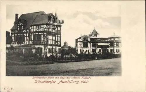 Ak Düsseldorf, Industrie und Gewerbeausstellung 1902, Bacharacher Haus, Café zur schönen Aussicht