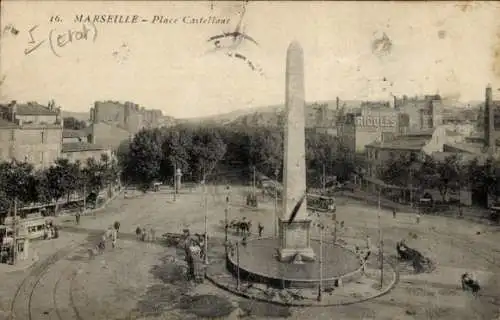 Ak Marseille Bouches du Rhône, Place Castellane