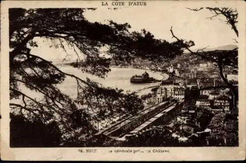 Ak Nice Nizza Alpes Maritimes, Vue generale, Chateau