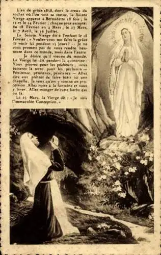 Ak Lourdes Hautes Pyrénées, L'Apparition