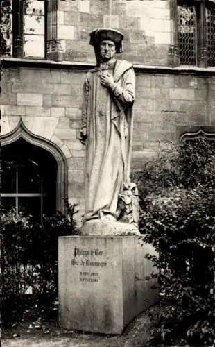 Ak Dijon Côte d'Or, Statue de Philippe le Bon, Duc de Bourgogne