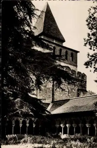Ak Moissac Tarn et Garonne, Abbaye, Son cloitre et son clocher fortifie