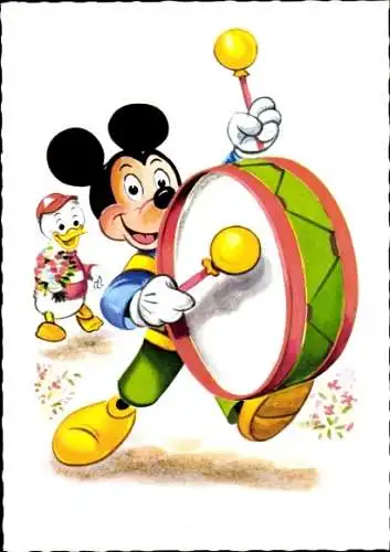 Ak Walt Disney, Micky Maus mit Pauke