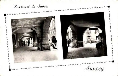 Ak Annecy Haute Savoie, Les vieux Quartiers les Arcades