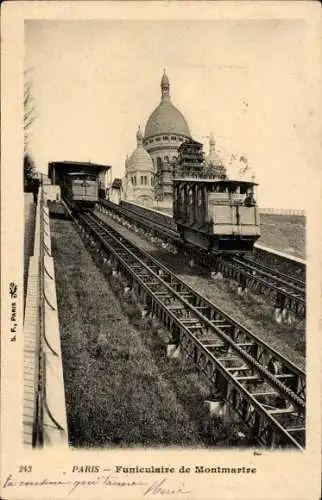 Ak Paris XVIII Montmartre, Funiculaire, Sacre Coeur