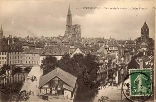 Ak Strasbourg Straßburg Elsass Bas Rhin, Vue generale depuis la Petit France