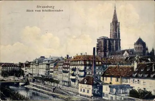 Ak Strasbourg Straßburg Elsass Bas Rhin, Teilansicht, Blick vom Schiffleutstaden
