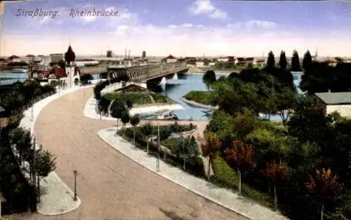 Ak Strasbourg Straßburg Elsass Bas Rhin, Rheinbrücke