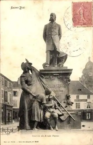 Ak Saint Dié des Vosges, Statue Jules Ferry