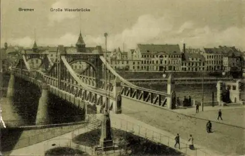 Ak Hansestadt Bremen, Große Weserbrücke