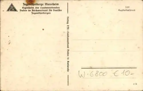 Ak Mannheim in Baden, Jugendherberge