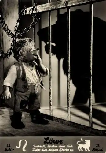 Ak Mecki der Igel, Sternzeichen Löwe, Leo, 23. Juli bis 22. August