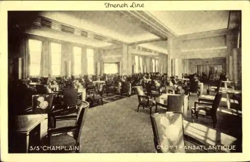 Ak Liner SS Champlain, CGT French Line, Le Grand Salon