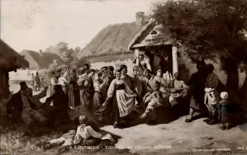 Künstler Ak Trutovsky, K., Dorf, Dorfbewohner, Wohnhaus