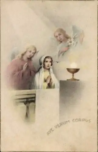 Ak Betendes Kind, Engel, Altar