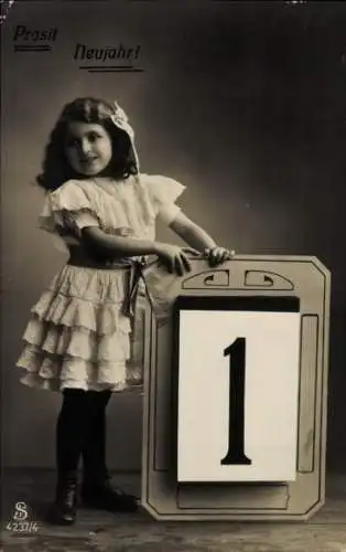 Ak Glückwunsch Neujahr, Mädchen, Kalender