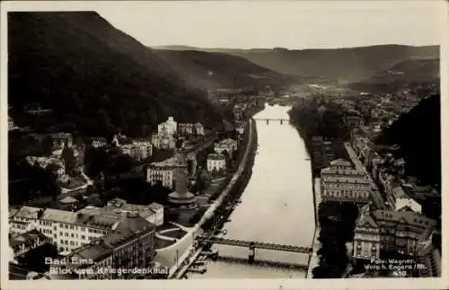 Ak Bad Ems an der Lahn, Blick vom Kriegerdenkmal