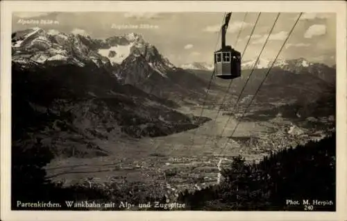 Ak Garmisch Partenkirchen in Oberbayern, Wankbahn, Panorama, Alpspitze, Zugspitze
