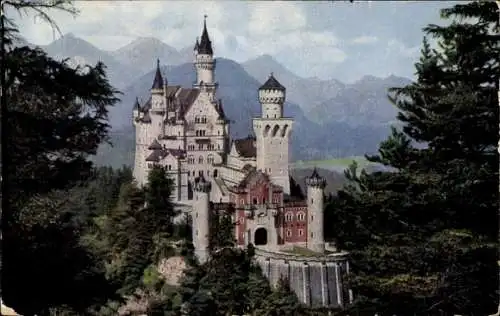 Ak Hohenschwangau Schwangau im Ostallgäu, Schloss Neuschwanstein