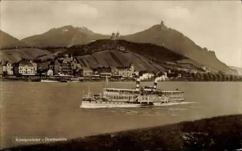 Ak Königswinter am Rhein, Drachenfels, Dampfer