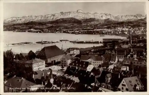 Ak Konstanz am Bodensee, Gesamtansicht, Kreuzlingen, Säntis