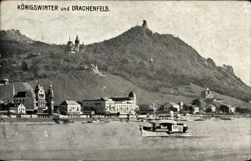 Ak Königswinter am Rhein, Drachenfels, Dampfer