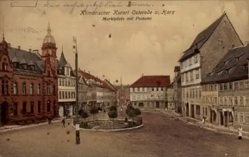 Ak Osterode am Harz, Marktplatz mit Postamt