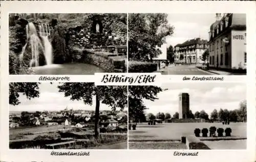 Ak Bitburg in der Eifel, Albachgrotte, Landratsamt, Ehrenmal, Panorama